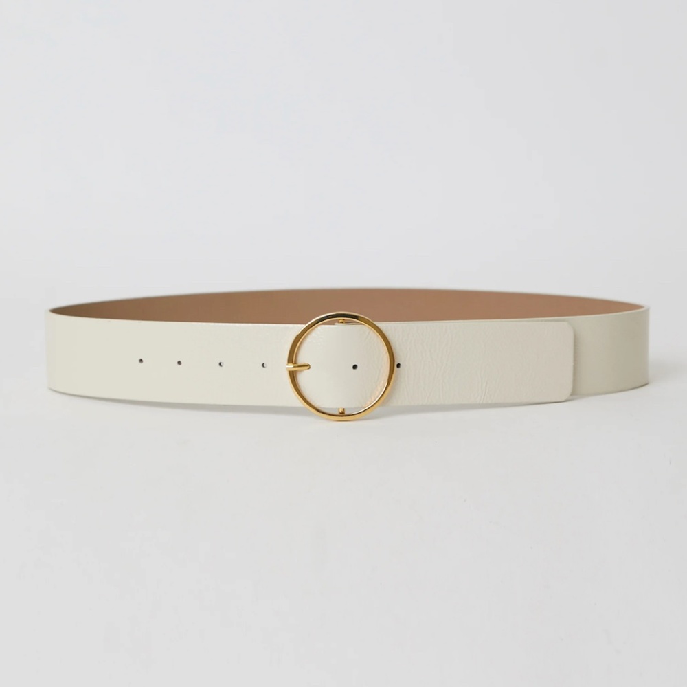 B-Low the Belt Molly Gloss Leather Belt in Cream with Gold Buckle NWOT